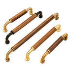 Retro Solid Brass and Wood Cabinet Pulls For Kitchen