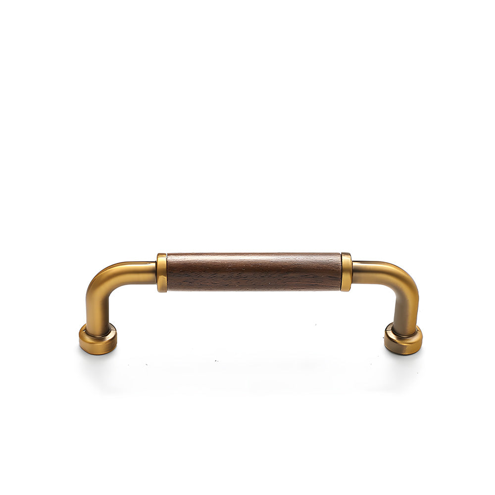Retro Solid Brass and Wood Cabinet Pulls For Kitchen