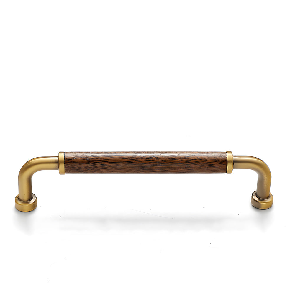 Retro Solid Brass and Wood Cabinet Pulls For Kitchen
