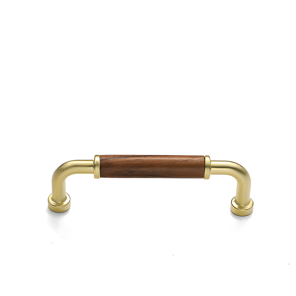 Retro Solid Brass and Wood Cabinet Pulls For Kitchen