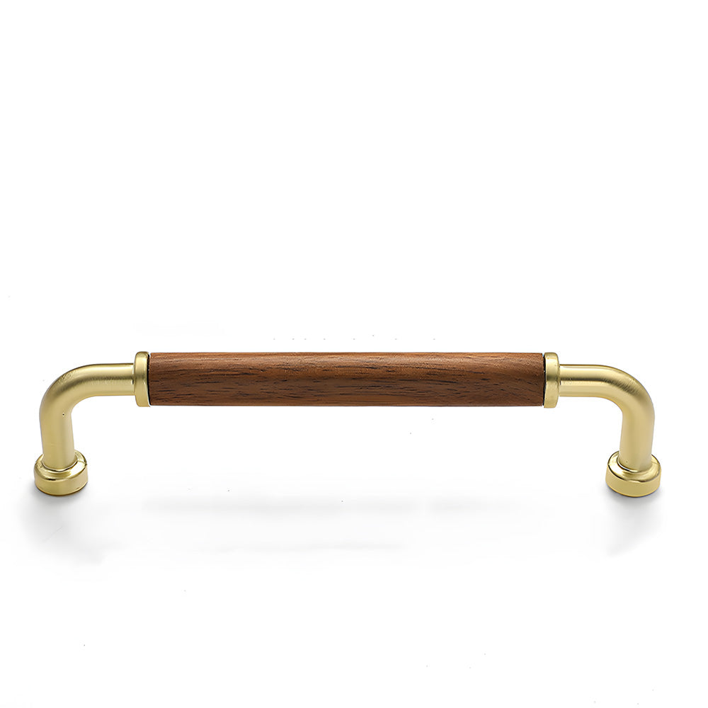 Retro Solid Brass and Wood Cabinet Pulls For Kitchen