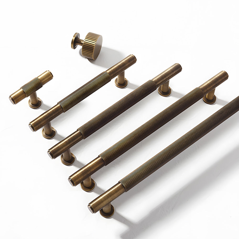 Retro Aged Bronze Lined Brass Cabinet Handles