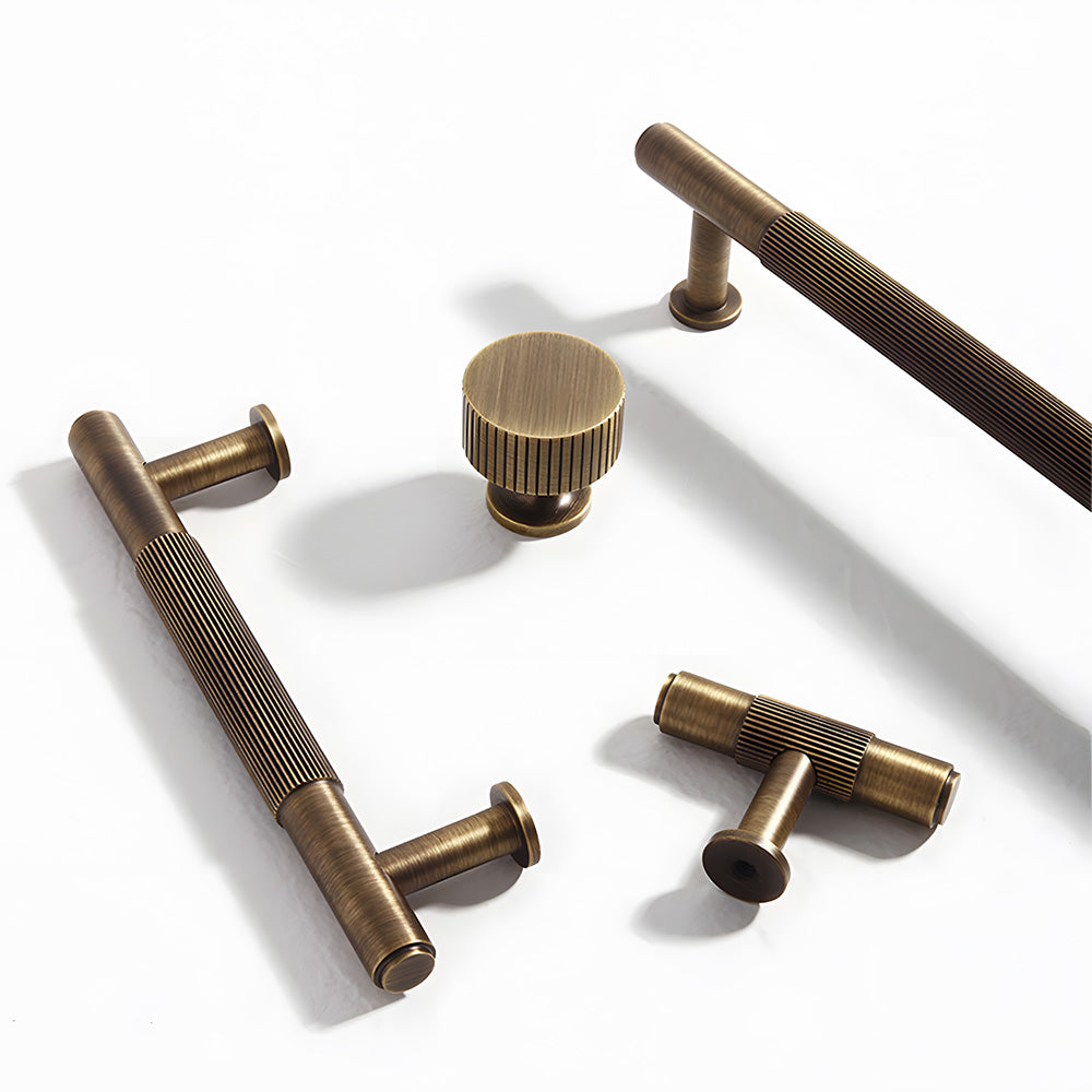 Retro Aged Bronze Lined Brass Cabinet Handles