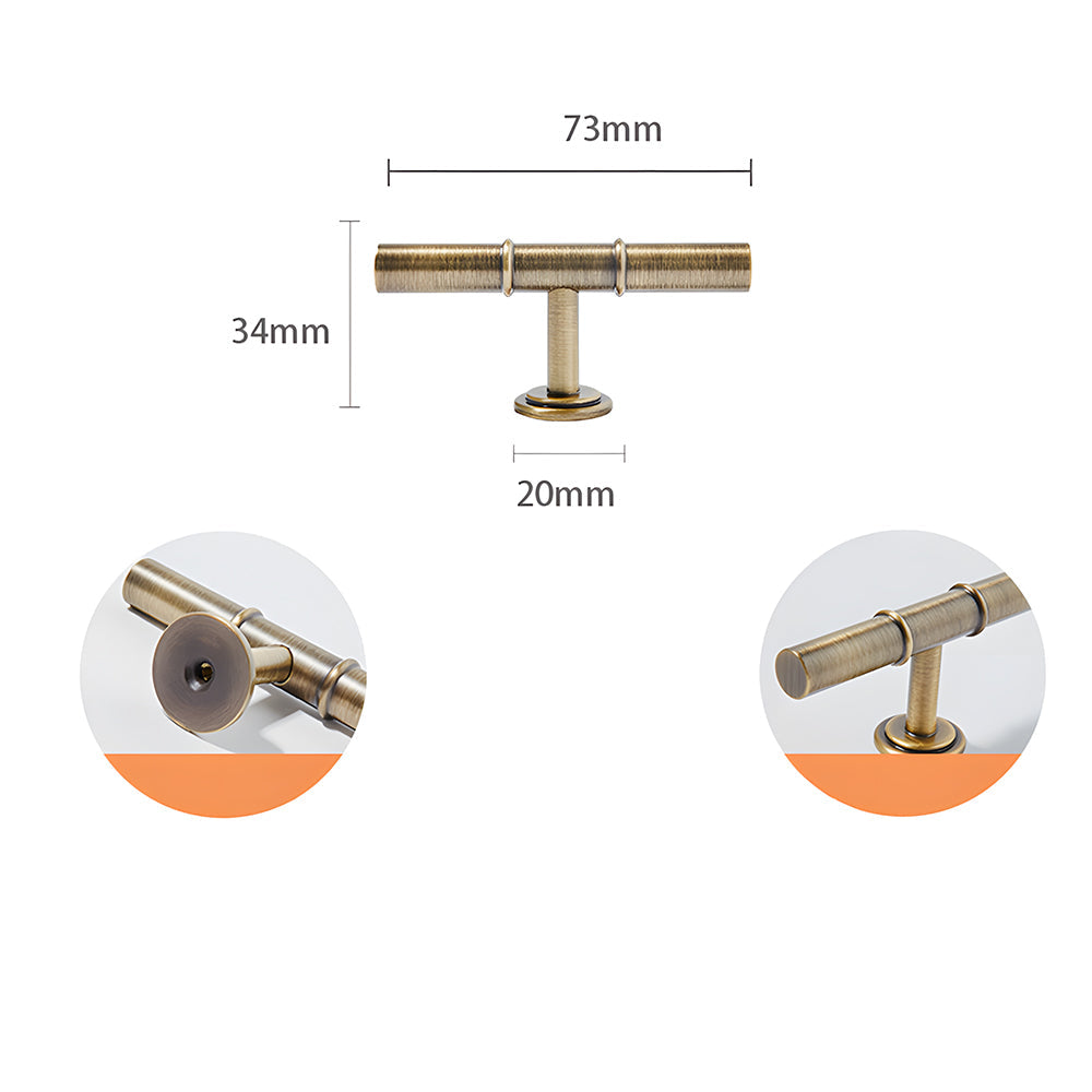 Art Deco Solid Brass Kitchen Cabinet Handles