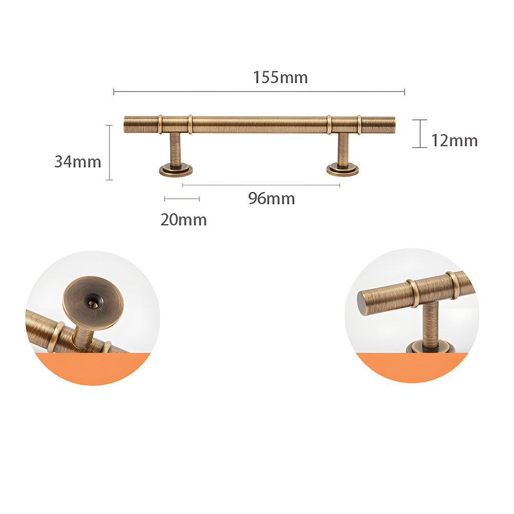 Art Deco Solid Brass Kitchen Cabinet Handles