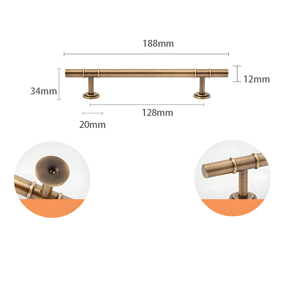 Art Deco Solid Brass Kitchen Cabinet Handles