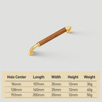 Retro Solid Brass and Wood Cabinet Pulls For Kitchen