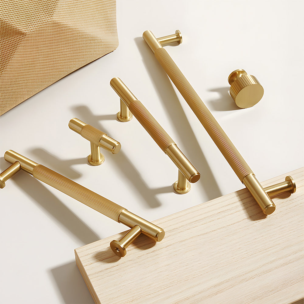 Retro Aged Bronze Lined Brass Cabinet Handles