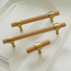 Wooden Cabinet Handles With Brass Base