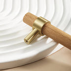 Wooden Cabinet Handles With Brass Base