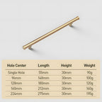 Simple Gold Brass Cabinet Handles