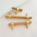 Wooden Cabinet Handles With Brass Base