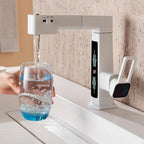 360° Rotation Liftable Bathroom Tap with LED Digital Display_White