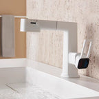 360° Rotation Liftable Bathroom Tap with LED Digital Display_White