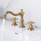 Brass Dual Cross Handles 3 Hole Basin Tap_Bronze
