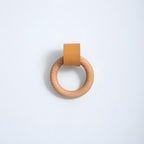 Wood Colorful Ring Leather Wardrobe Drawer Knobs