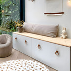 Wood Colorful Ring Leather Wardrobe Drawer Knobs