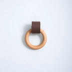Wood Colorful Ring Leather Wardrobe Drawer Knobs